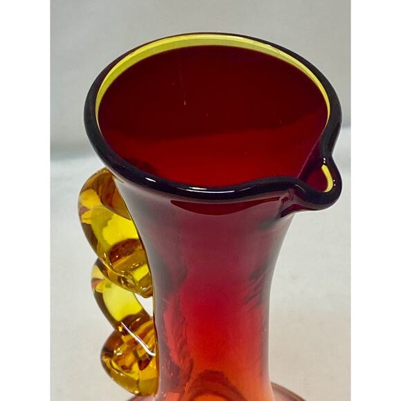 VTG Rainbow Art Glass Huntington West Virginia Tangerine/Amberina Pitcher 1966 - Picture 5 of 12